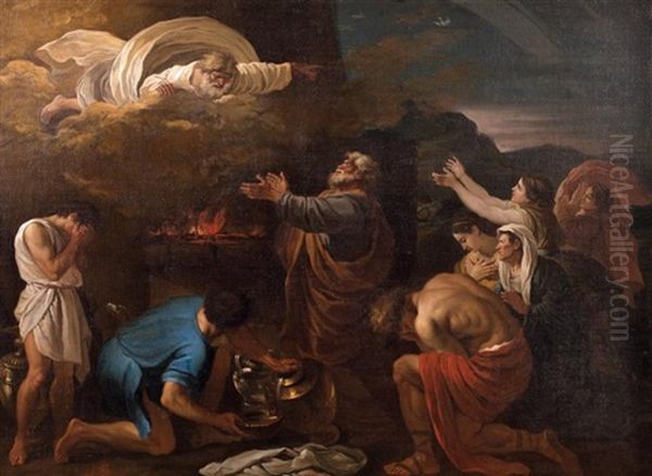 Le Sacrifice De Noe Oil Painting by Nicolas Poussin