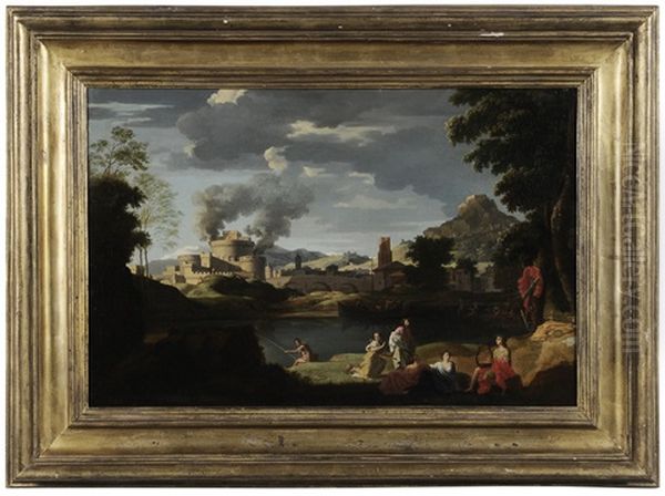 Orpheus And Eurydice, In A Classical Landscape Oil Painting by Nicolas Poussin