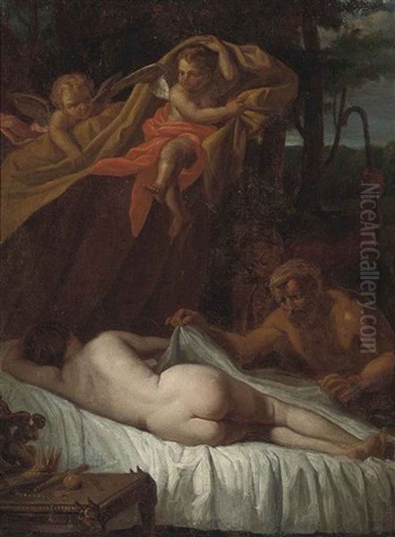 Venus Surprised By Satyrs Oil Painting by Nicolas Poussin