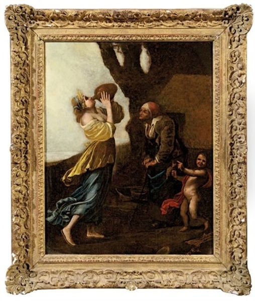 Stellio Se Moquant De Ceres Oil Painting by Nicolas Poussin