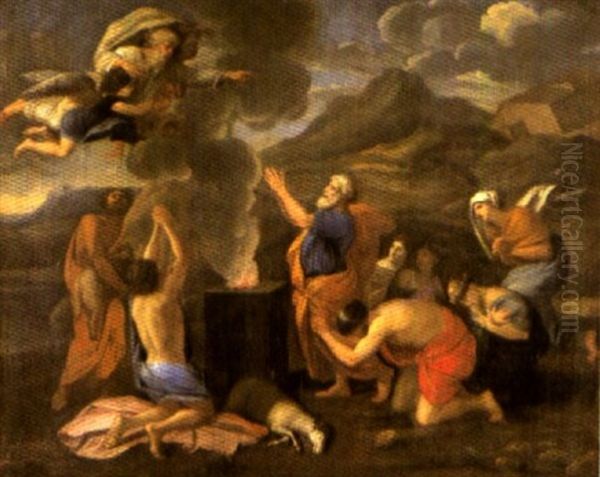 Le Sacrifice De Noe Oil Painting by Nicolas Poussin