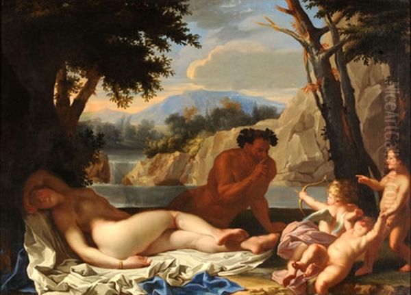 Venus Und Bacchus Oil Painting by Nicolas Poussin