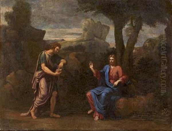 La Premiere Tentation Oil Painting by Nicolas Poussin