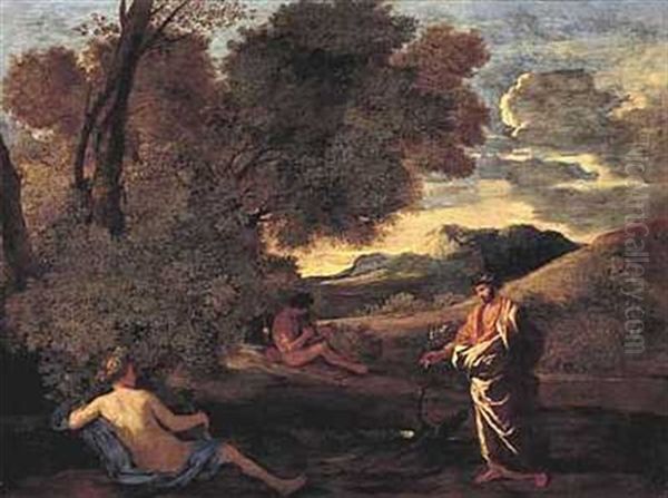 Landscape With The Contest Of Apollo And Marsyas Oil Painting by Nicolas Poussin