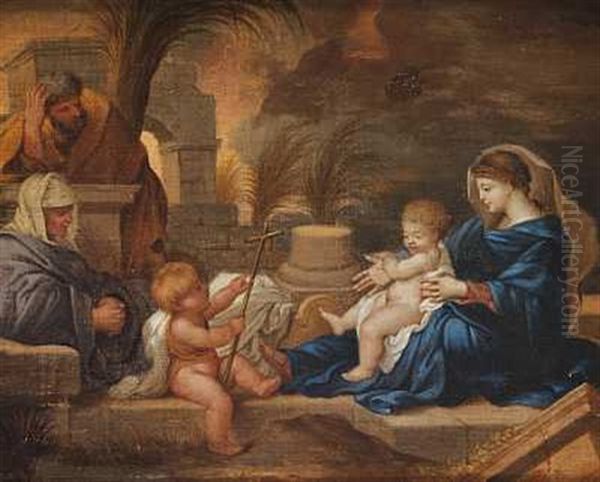 Den Hellige Familie, Anna Og Johannes Doberen Oil Painting by Nicolas Poussin