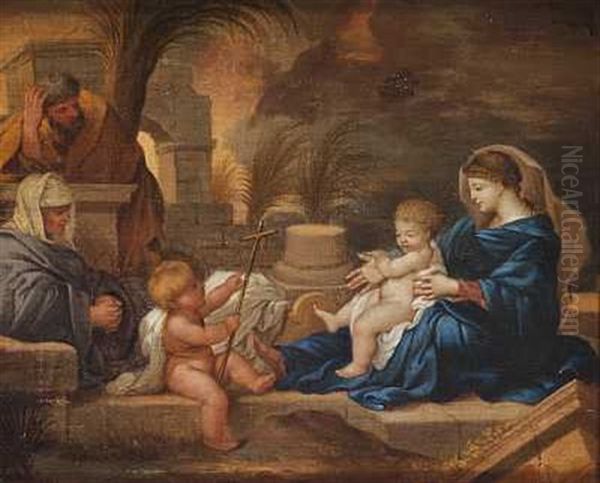 Den Hellige Familie, Anna Og Johannes Doberen Oil Painting by Nicolas Poussin