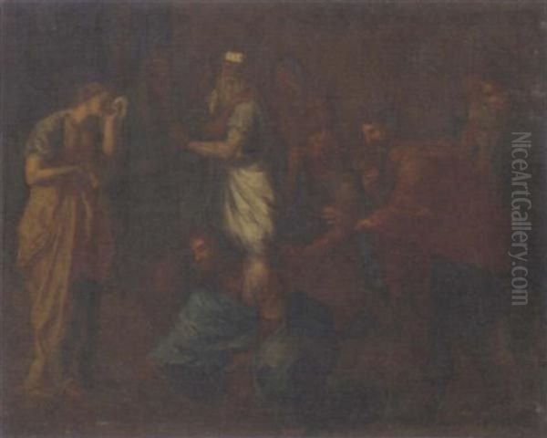 Christ And The Woman Taken In Adultery by Nicolas Poussin