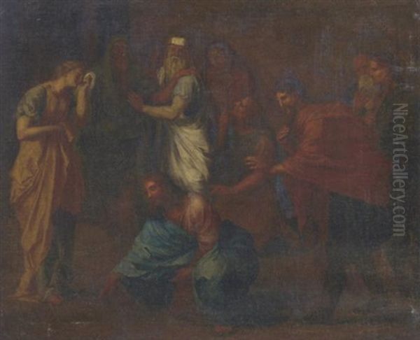 Christ And The Woman Taken In Adultery Oil Painting by Nicolas Poussin