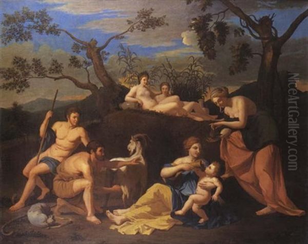 Jupiter Enfant Sur Le Mont Ida Oil Painting by Nicolas Poussin