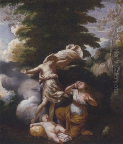 Hagar And The Angel Oil Painting by Nicolas Poussin