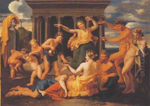 Bacchanale Devant Un Temple Oil Painting by Nicolas Poussin