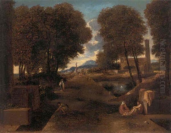 A Landscape With A Roman  Road Oil Painting by Nicolas Poussin