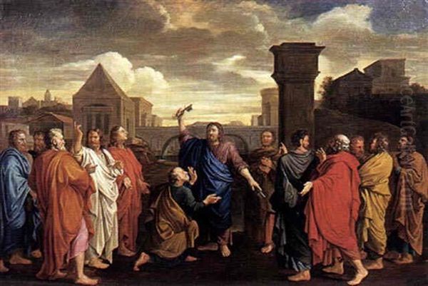 Le Christ Remettant Les Clefs A Saint Pierre Oil Painting by Nicolas Poussin