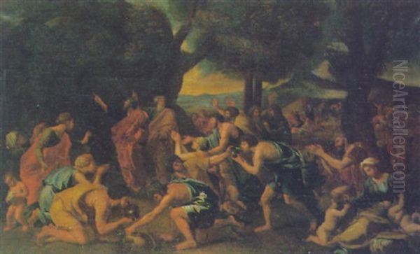 Moses Striking Water From The Rock Oil Painting by Nicolas Poussin