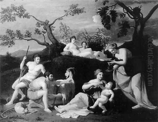 Enfance De Jupiter Oil Painting by Nicolas Poussin