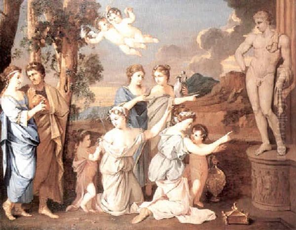 Psyche Et Son Pere Allant Consulter L'oracle Oil Painting by Nicolas Poussin