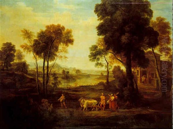 Paysage Italianisant Oil Painting by Nicolas Poussin