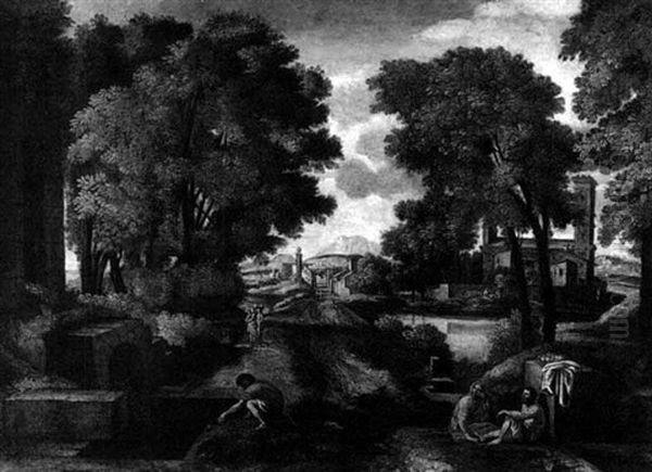 Landscape With Roman Road Oil Painting by Nicolas Poussin