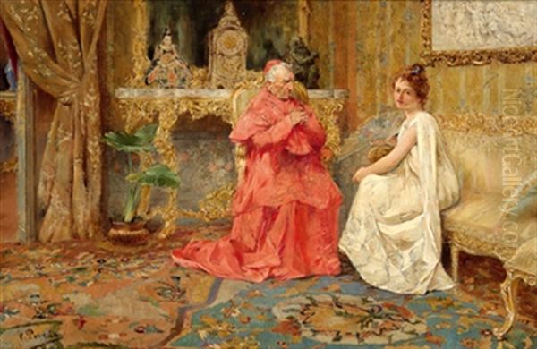 Zu Gast Beim Kardinal Oil Painting by Vicente Poveda Y Juan