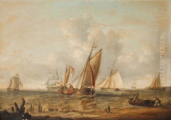 Fishing Boats Oil Painting by Charles Martin Powell