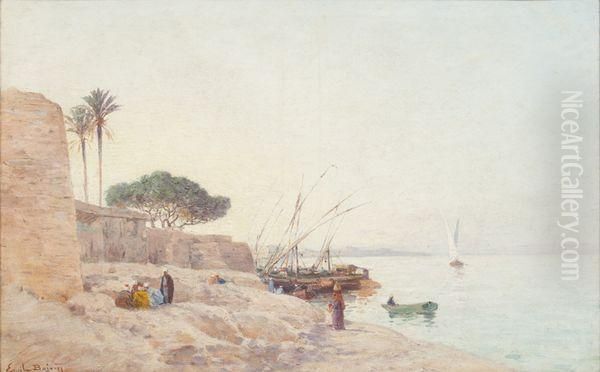 Paysage Au Bord Du Nil. Oil Painting by Emile Boivin