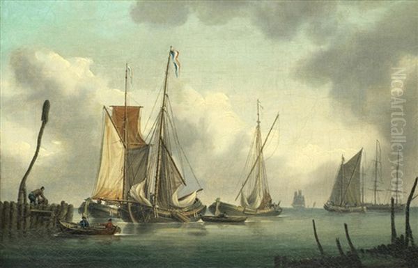 Fishing Boats At Anchor Oil Painting by Charles Martin Powell