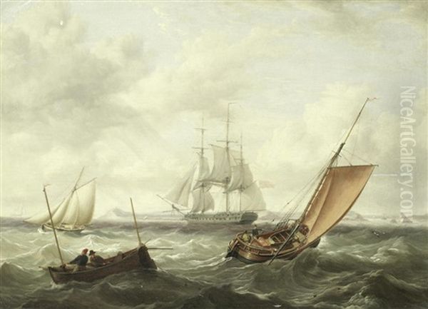 Shipping In A Rough Sea Oil Painting by Charles Martin Powell