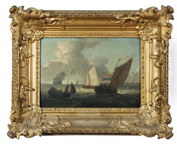 Dutch Shipping In A Squall Oil Painting by Charles Martin Powell