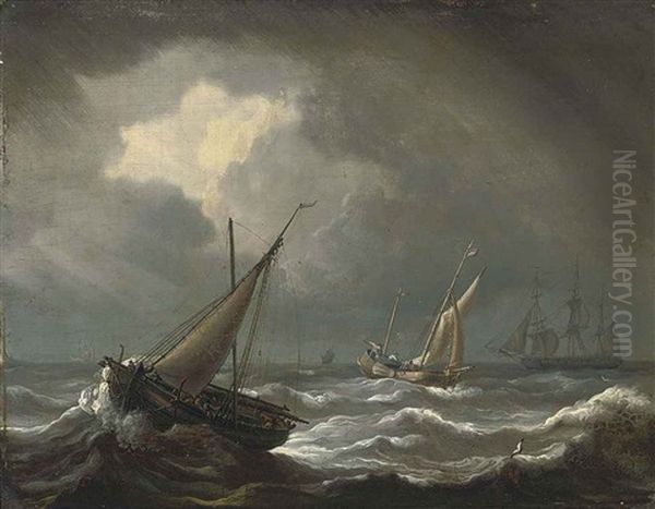 Dutch Shipping In A Gale Oil Painting by Charles Martin Powell