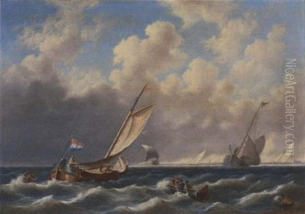 A Blustery Day Offshore Oil Painting by Charles Martin Powell