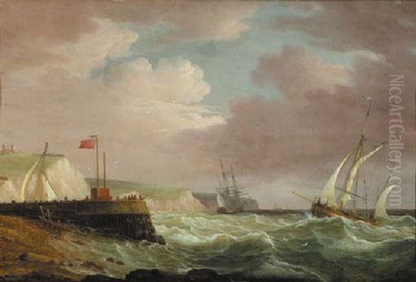 Running Into Newhaven On A Gusty Day Oil Painting by Charles Martin Powell