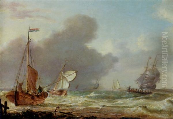 Shipping In Rough Seas Oil Painting by Charles Martin Powell