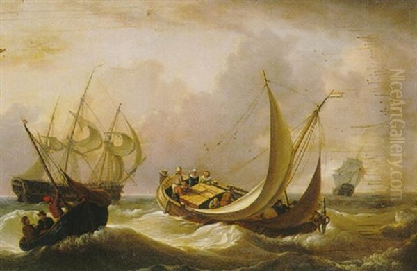 Dutch Shipping In A Stiff Breeze Oil Painting by Charles Martin Powell