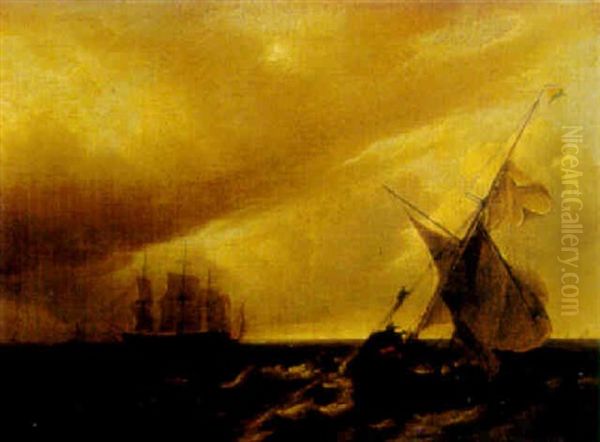 Shipping In A Swell Oil Painting by Charles Martin Powell