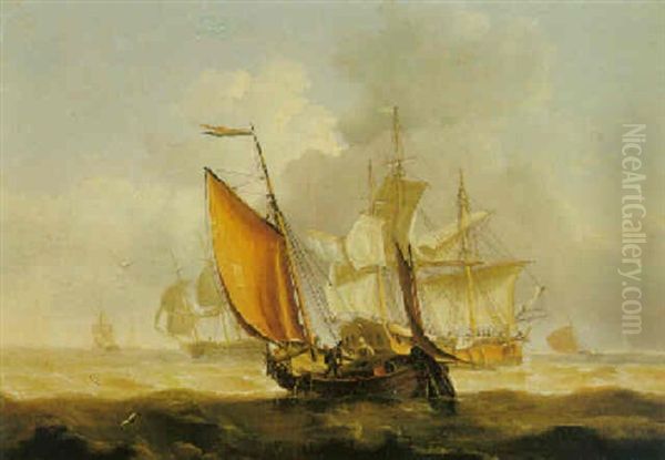 Fishing Boats In A Breeze Oil Painting by Charles Martin Powell