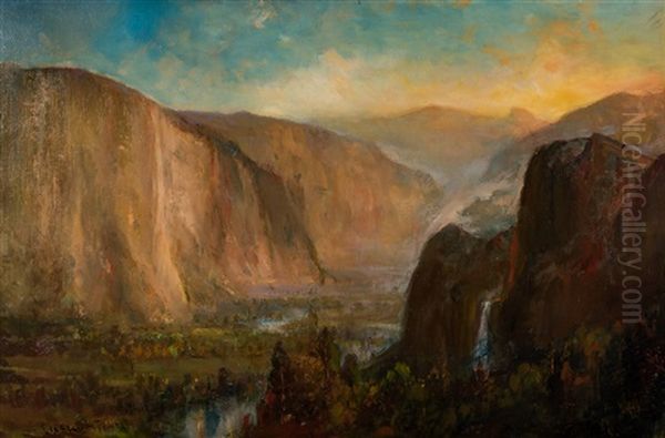 Grand Canyon Of Yellowstone Oil Painting by Lucien Whiting Powell