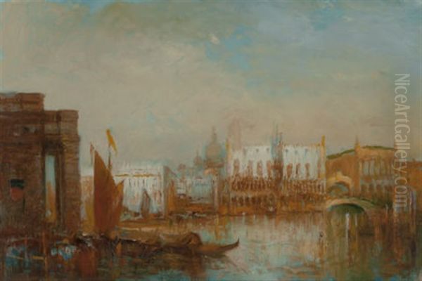 The Customs House (or Drogana Di Mare), Grand Canal, Venice Oil Painting by Lucien Whiting Powell