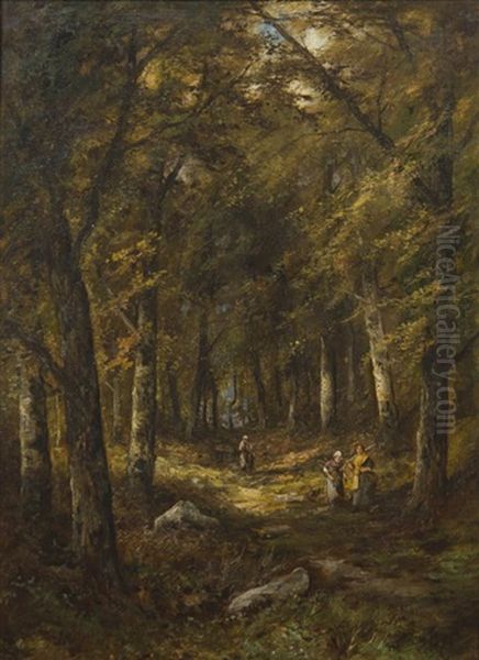 Gathering In The Forest Oil Painting by Lucien Whiting Powell