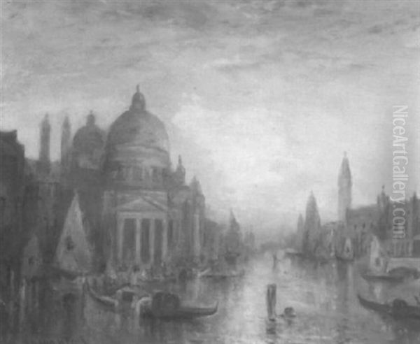 View Of The Grand Canal At Sunset by Lucien Whiting Powell