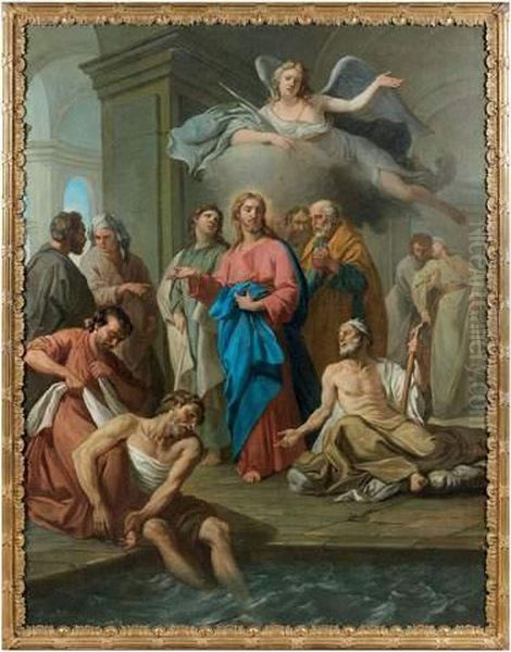 Le Christ Guerissant Le Paralytique A La Piscine De Bethesda Oil Painting by Antoine Boizot