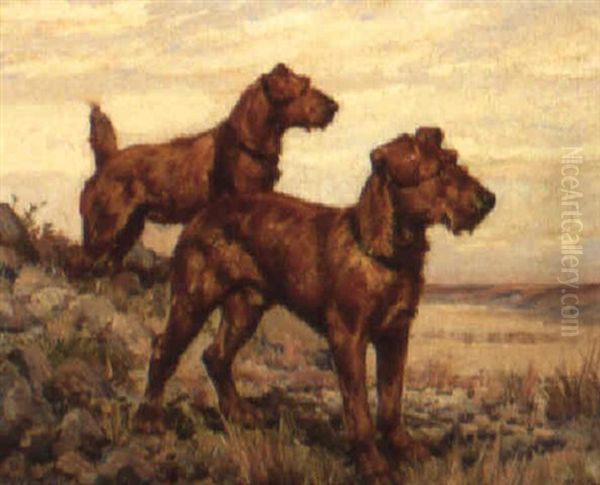 A Pair Of Terriers Oil Painting by Harold Septimus Power