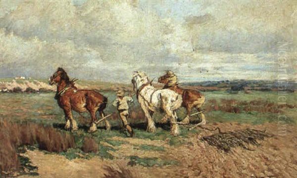 Clydesdales At Work by Harold Septimus Power