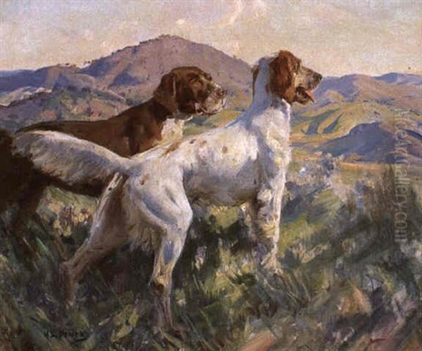 Gun Dogs On A Hilltop by Harold Septimus Power