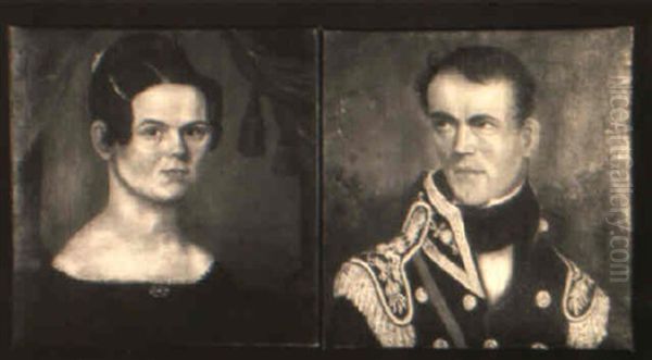 Portrtaits Of Octavia Butterfield And Colonel Thomas Butterfield Oil Painting by Asahel Lynde Powers