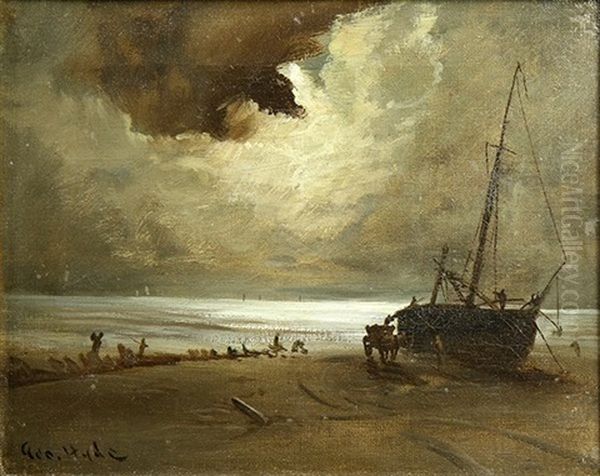 Moonlight On The Fishing Boat Oil Painting by George Hyde Pownall