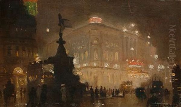 The Circus, Piccadilly Oil Painting by George Hyde Pownall