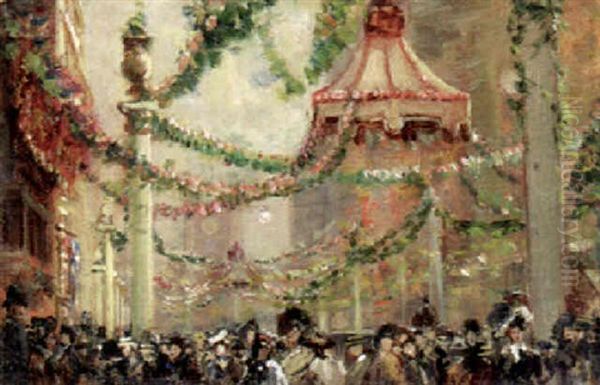 Decorations For The Coronation Of King George V In Whitehall Oil Painting by George Hyde Pownall