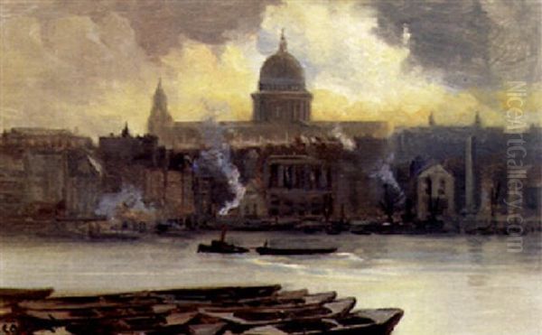 St. Paul's From The River Oil Painting by George Hyde Pownall