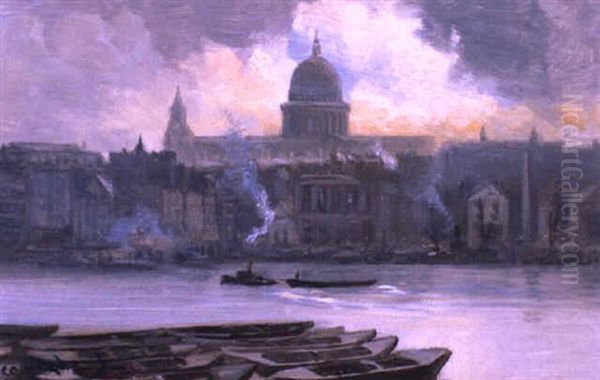 St. Paul's From The River Oil Painting by George Hyde Pownall