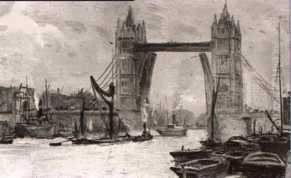 The Tower Bridge Oil Painting by George Hyde Pownall